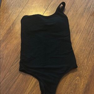 Aerie Black One-Shoulder Swimsuit